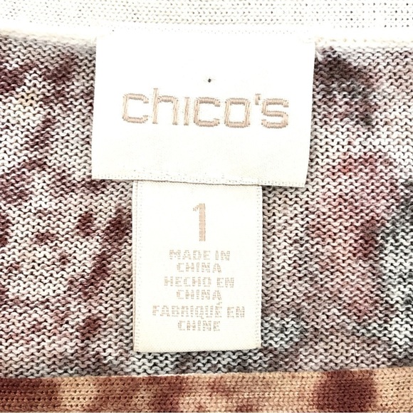 Chico’s rust brown floral sweater keyhole neck pullover sz 8/10 (Chico's 1) - Picture 7 of 12